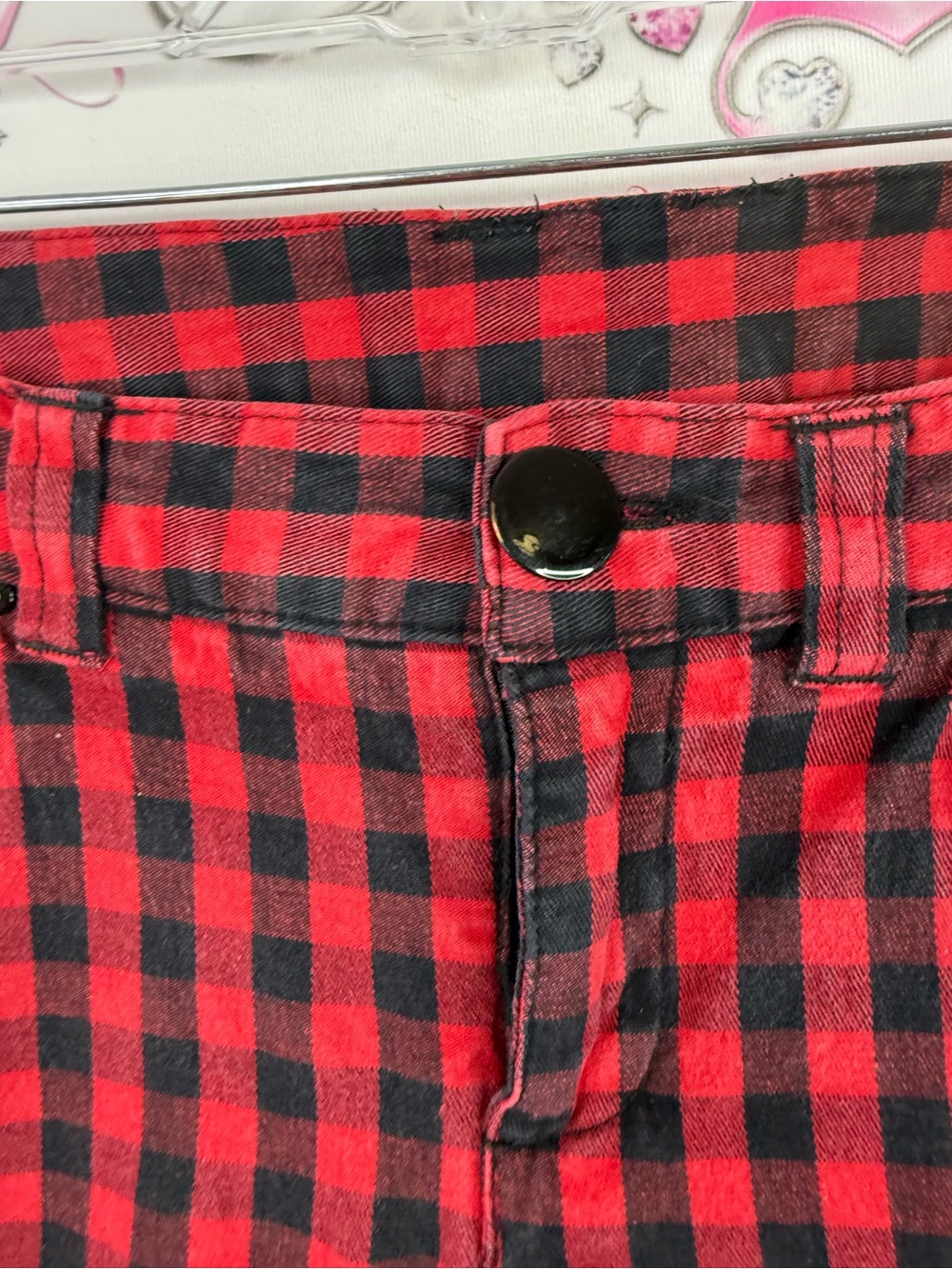 Pants gingham Red and Black Buffalo Plaid Skinny Pants - Picture 6 of 11